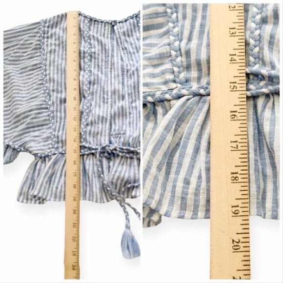 MISA Los Angeles  Seta Blue Striped Top with Tassels,  Size S - Picture 16 of 16